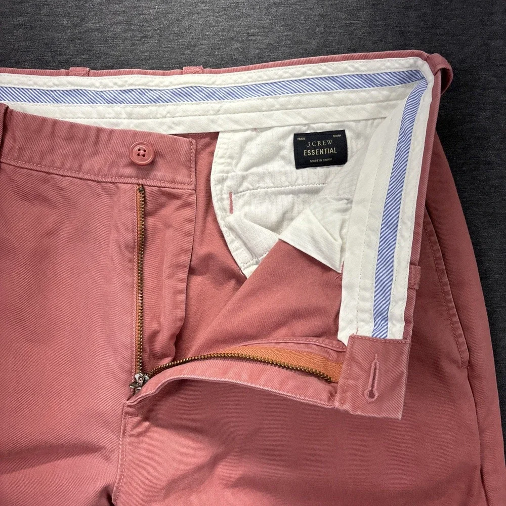 J Crew Essential Pants Mens 34x35 Pink Salmon Slim Chino Straight Preppy Office